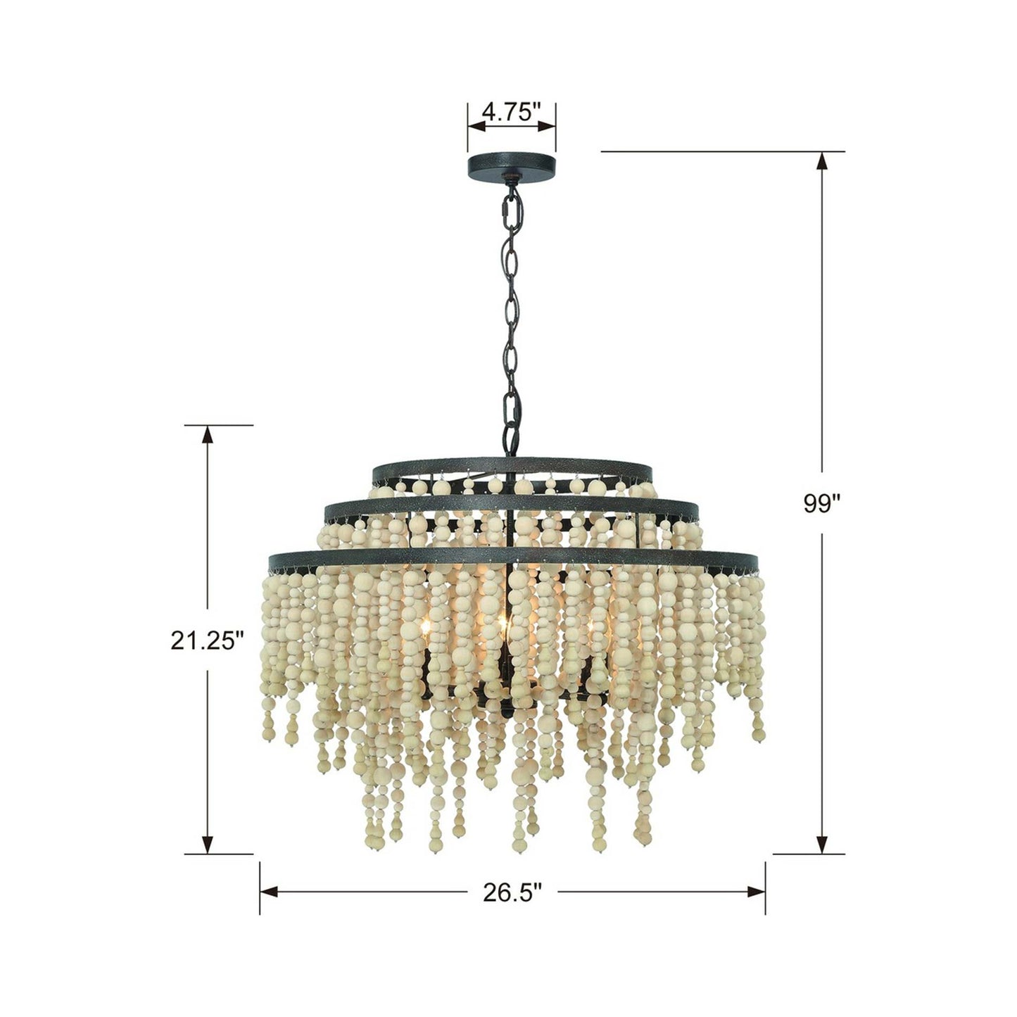 Poppy Chandelier - line drawing.