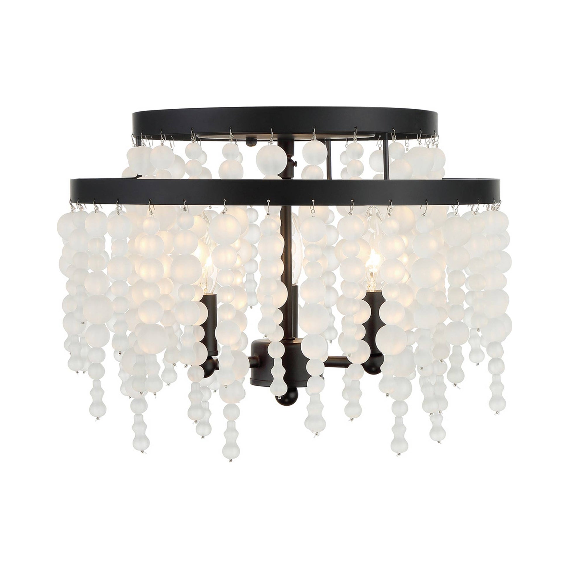 Poppy Semi Flush Mount Ceiling Light in Frosted Glass Beads.