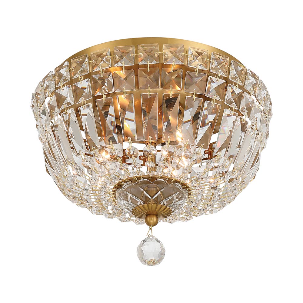 Roslyn Flush Mount Ceiling Light in Aged Brass (3-Light).