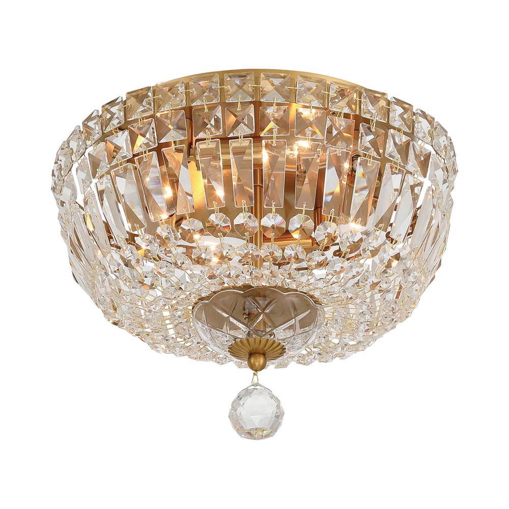 Roslyn Flush Mount Ceiling Light in Aged Brass (4-Light).