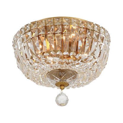 Roslyn Flush Mount Ceiling Light in Aged Brass (4-Light).