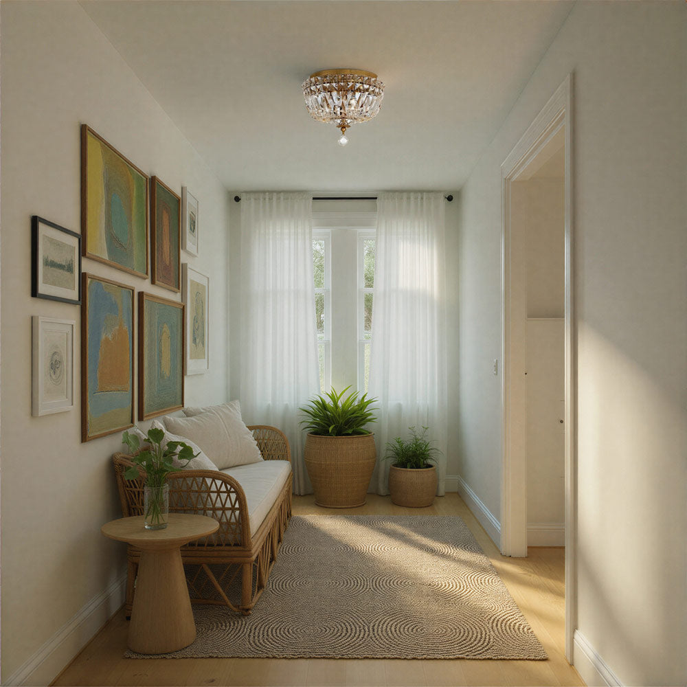 Roslyn Flush Mount Ceiling Light in living room.