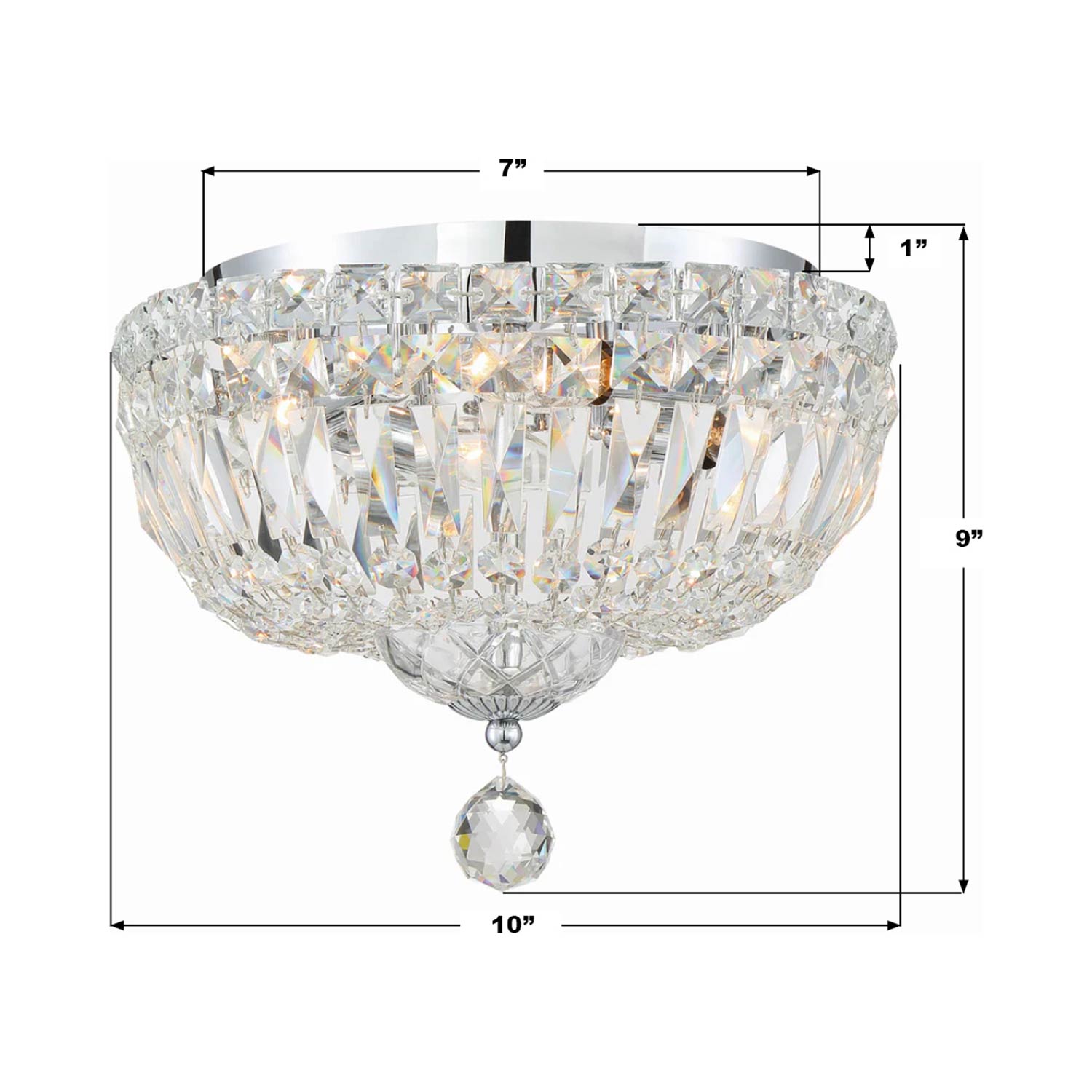 Roslyn Flush Mount Ceiling Light - line drawing.