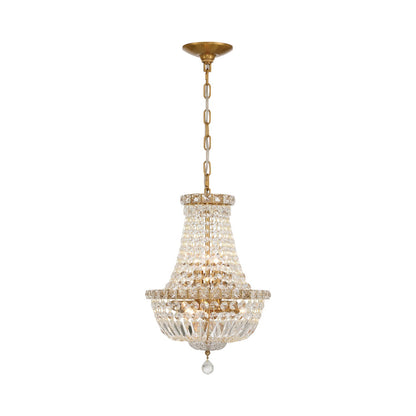 Roslyn Mini Chandelier in Aged Brass.