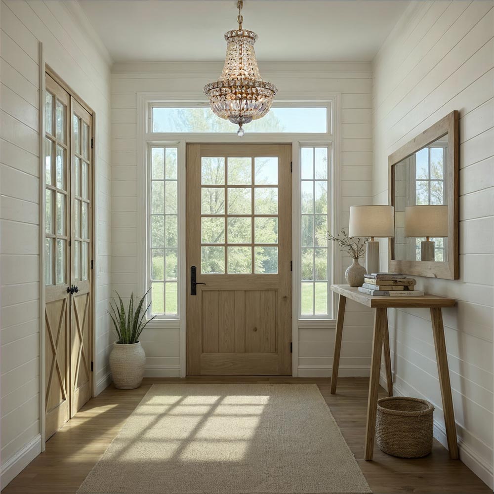 Roslyn Mini Chandelier in hallway.