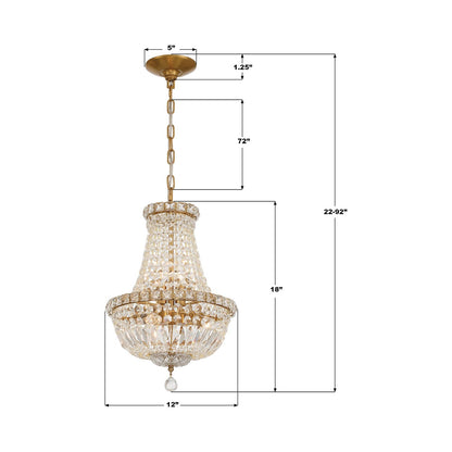 Roslyn Mini Chandelier - line drawing.