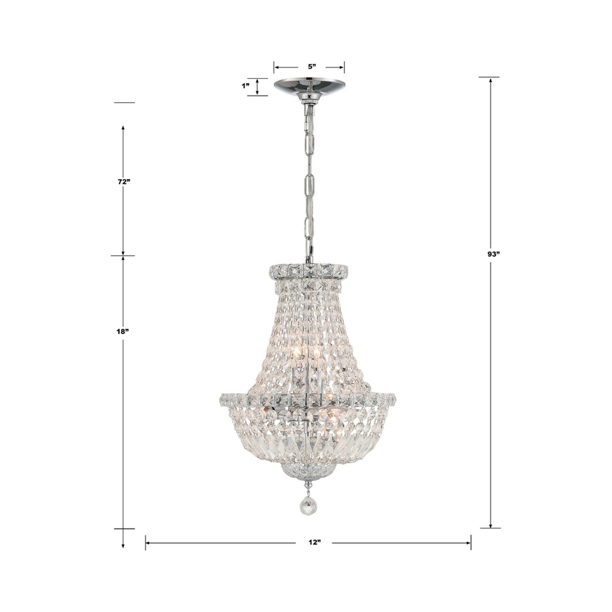 Roslyn Mini Chandelier - line drawing.