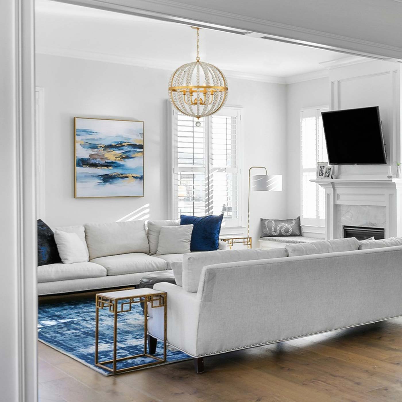 Roxy Chandelier in living room.