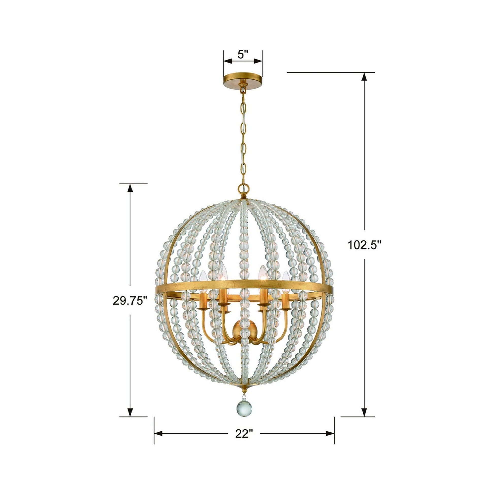 Roxy Chandelier - line drawing.