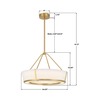 Royce LED Pendant Light - line drawing.
