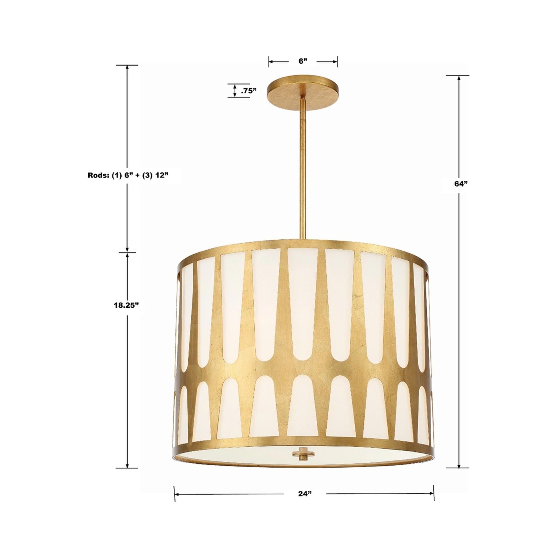 Royston Pendant Light - line drawing.