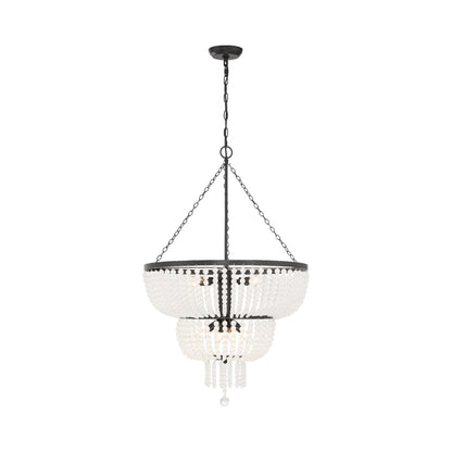 Rylee Chandelier in Matte Black (Frosted Glass Beads/8-Light).