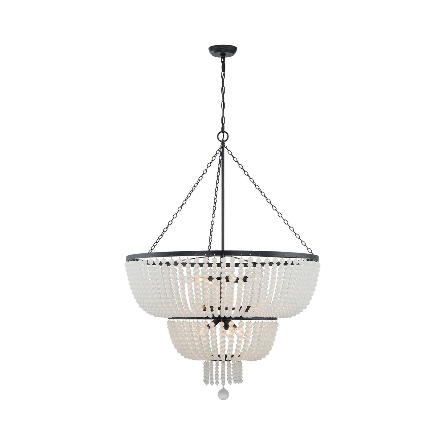 Rylee Chandelier in Matte Black (Frosted Glass Beads/12-Light).