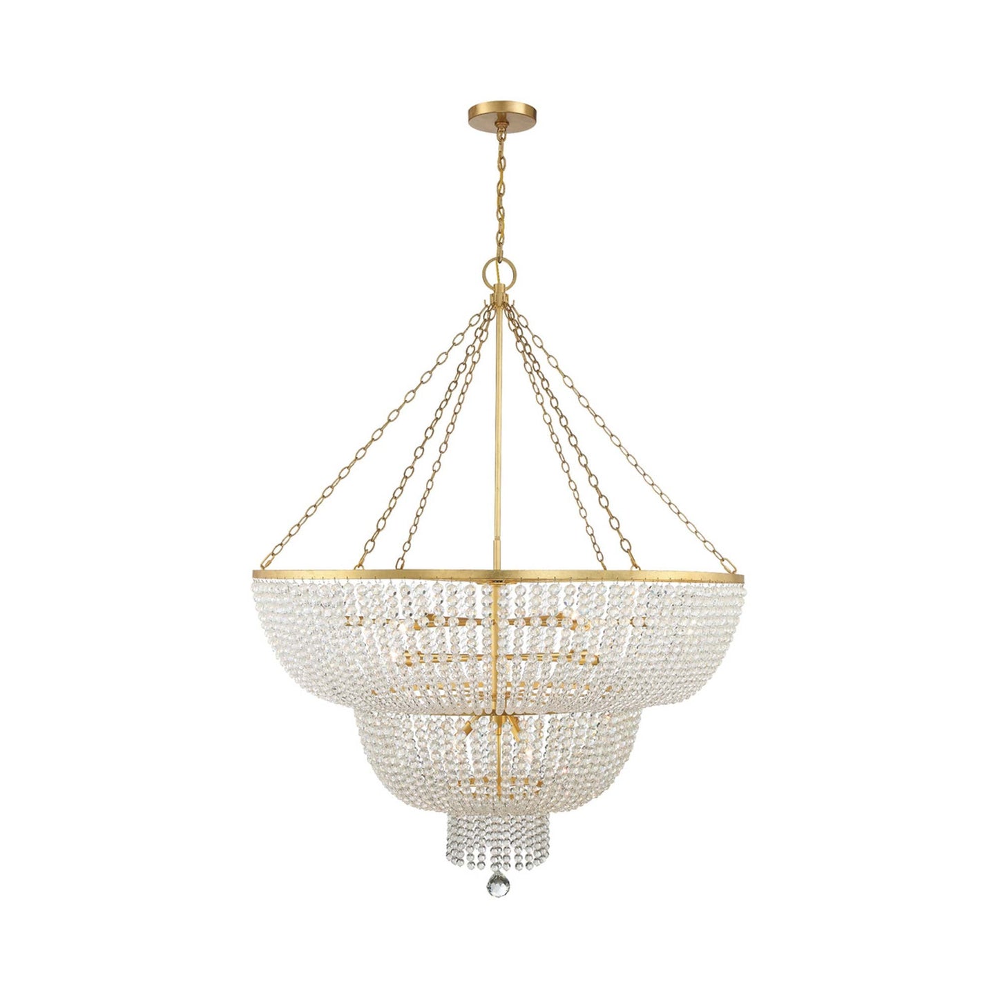 Rylee Chandelier in Antique Gold (Hand Cut Faceted Beads/15-Light).