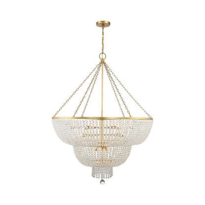 Rylee Chandelier in Antique Gold (Hand Cut Faceted Beads/15-Light).