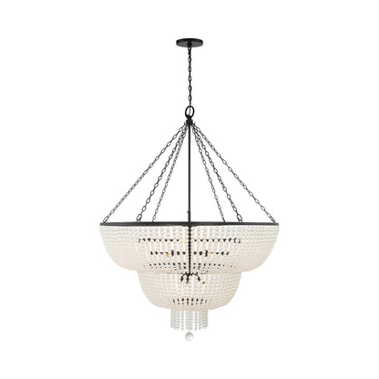 Rylee Chandelier in Matte Black (Frosted Glass Beads/15-Light).