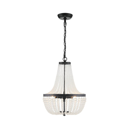 Rylee Crystal Chandelier in Matte Black (Frosted Glass Beads/3-Light).