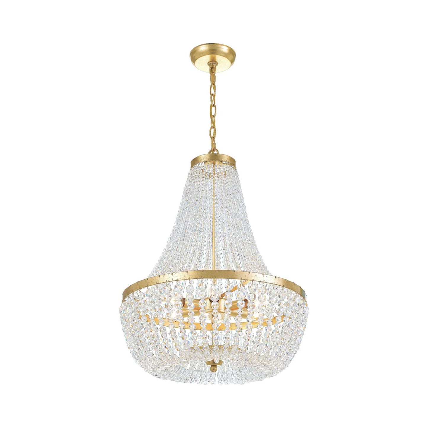 Rylee Crystal Chandelier in Antique Gold (Hand Cut Crystal Beads/6-Light).