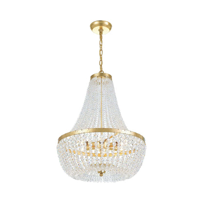 Rylee Crystal Chandelier in Antique Gold (Hand Cut Crystal Beads/6-Light).