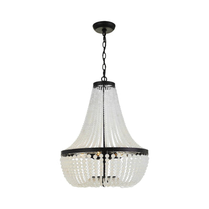 Rylee Crystal Chandelier in Matte Black (Frosted Glass Beads/6-Light).