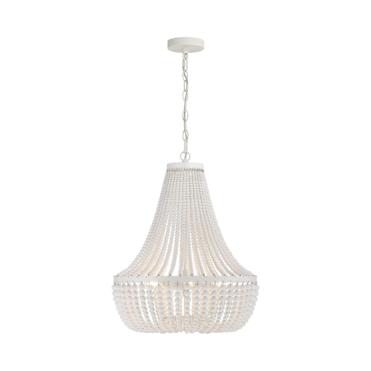 Rylee Crystal Chandelier in Matte White (White Wood Beads/6-Light).