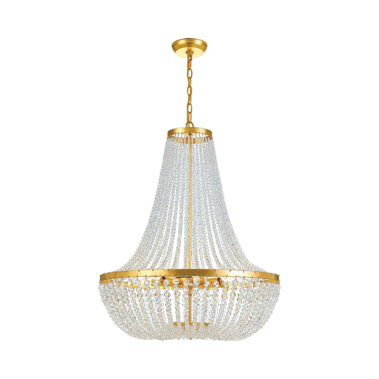 Rylee Crystal Chandelier in Antique Gold (Hand Cut Faceted Beads/8-Light).