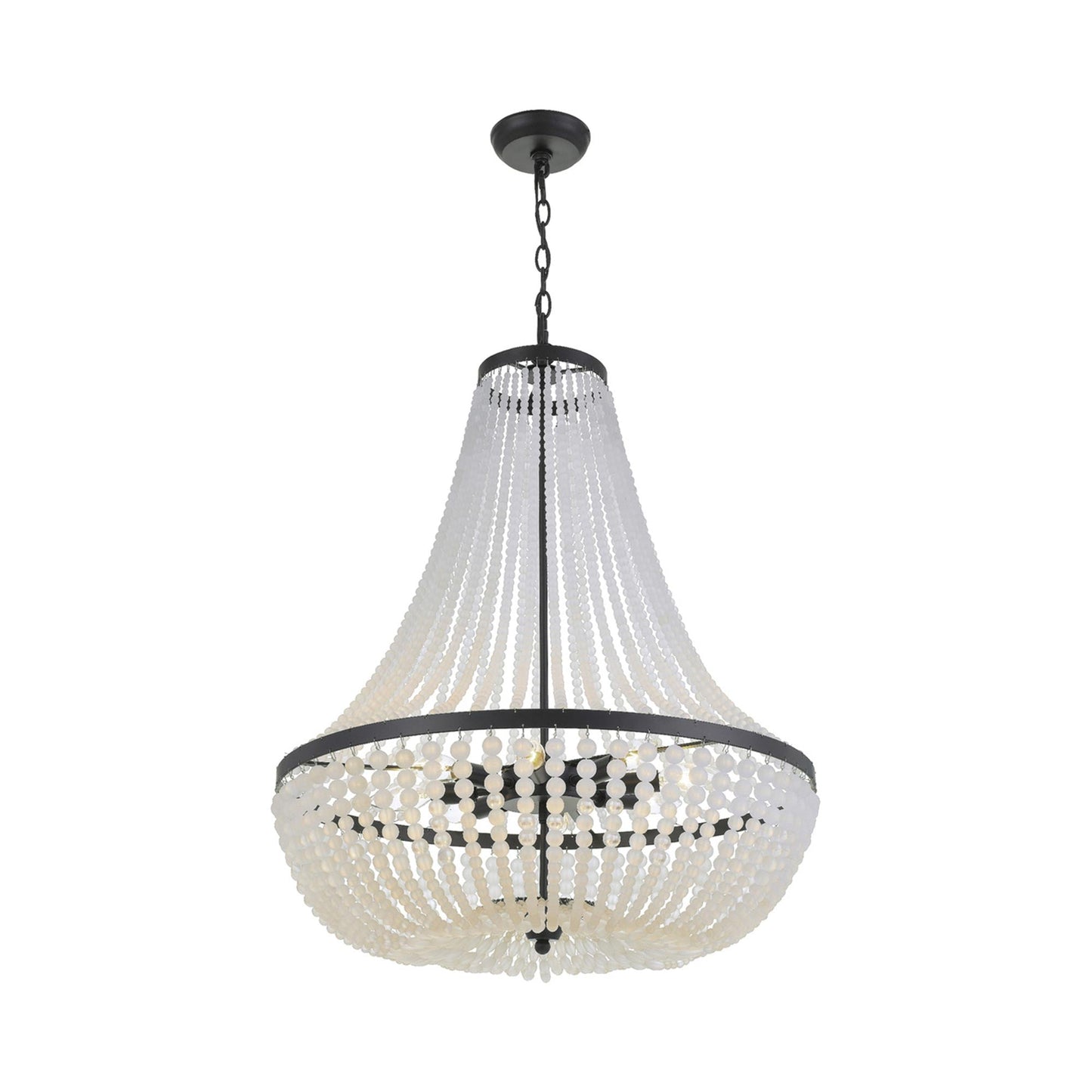 Rylee Crystal Chandelier in Matte Black (Frosted Glass Beads/8-Light).