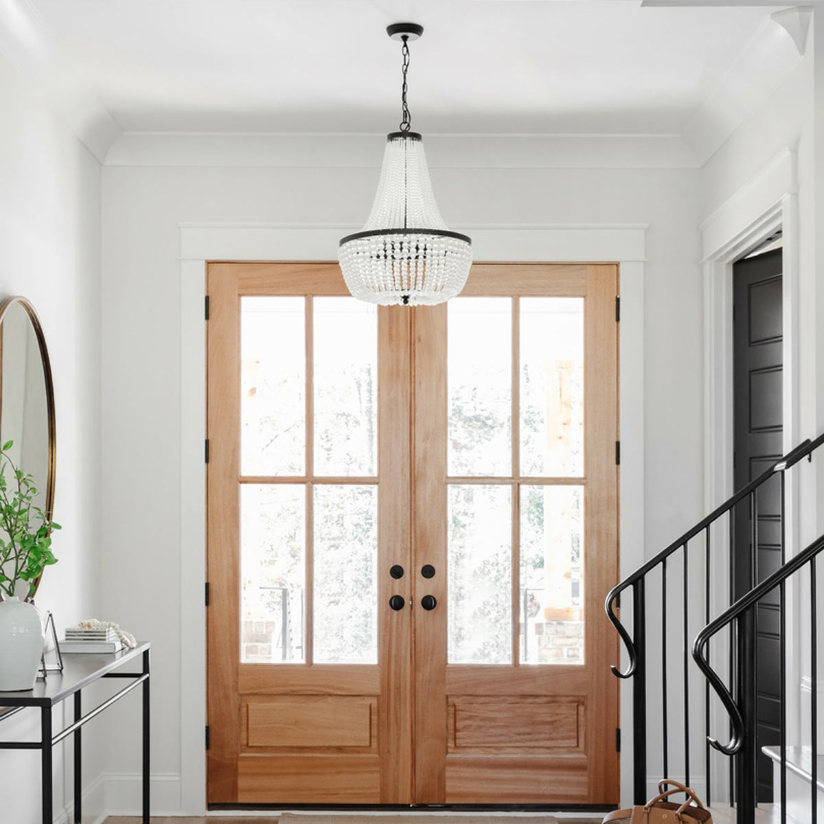 Rylee Crystal Chandelier in hallway.