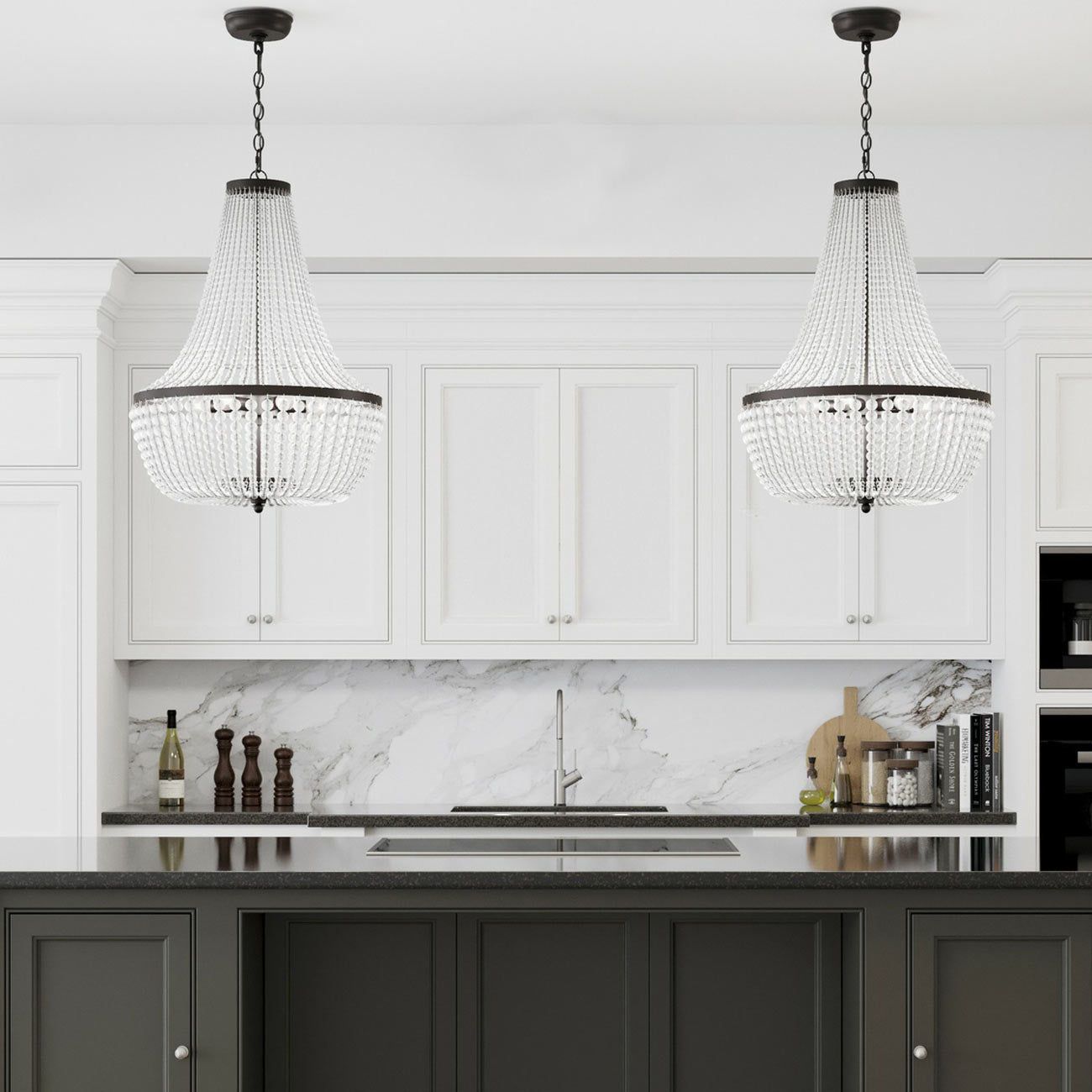 Rylee Crystal Chandelier in kitchen.