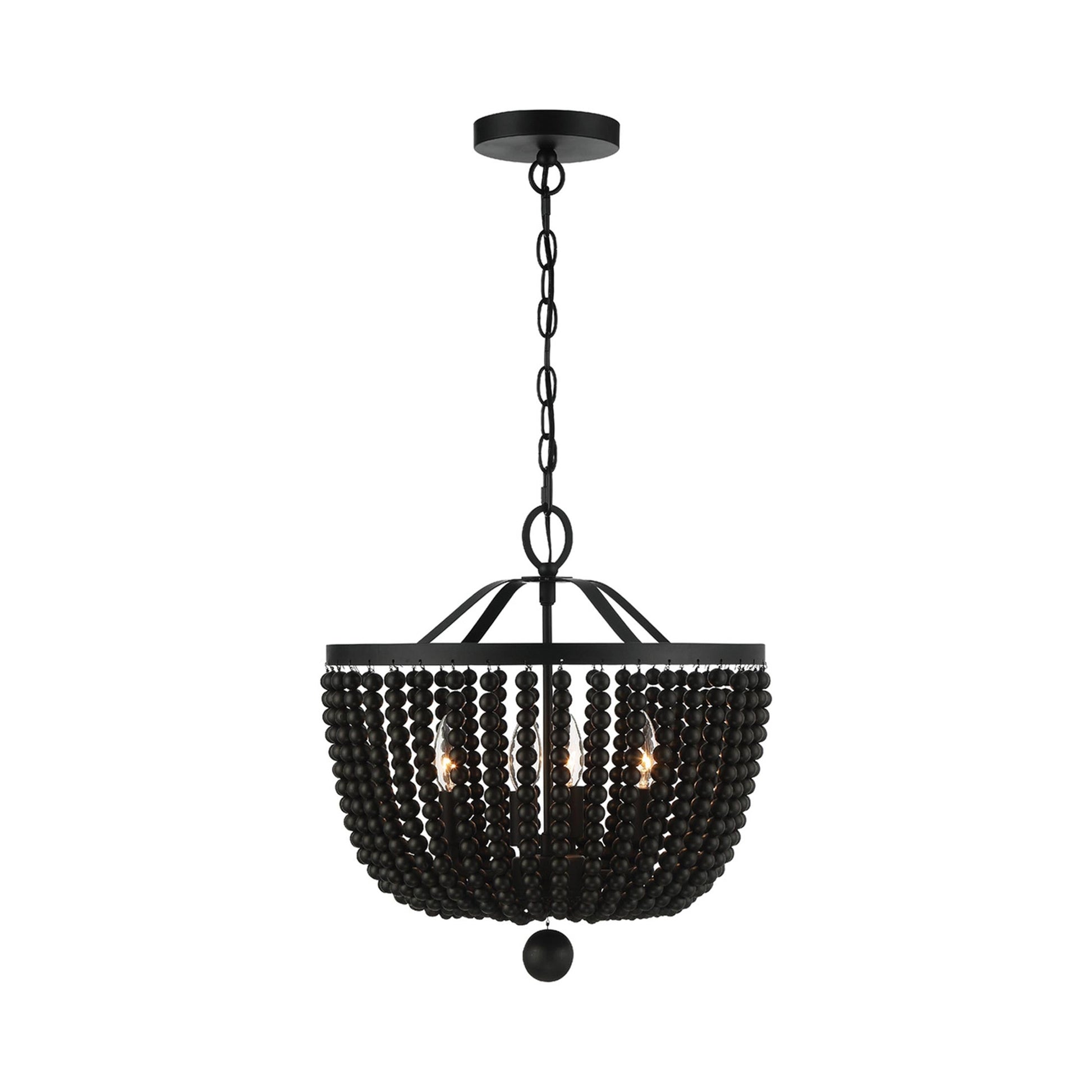 Rylee Mini Chandelier in Matte Black (Black Wood Beads).