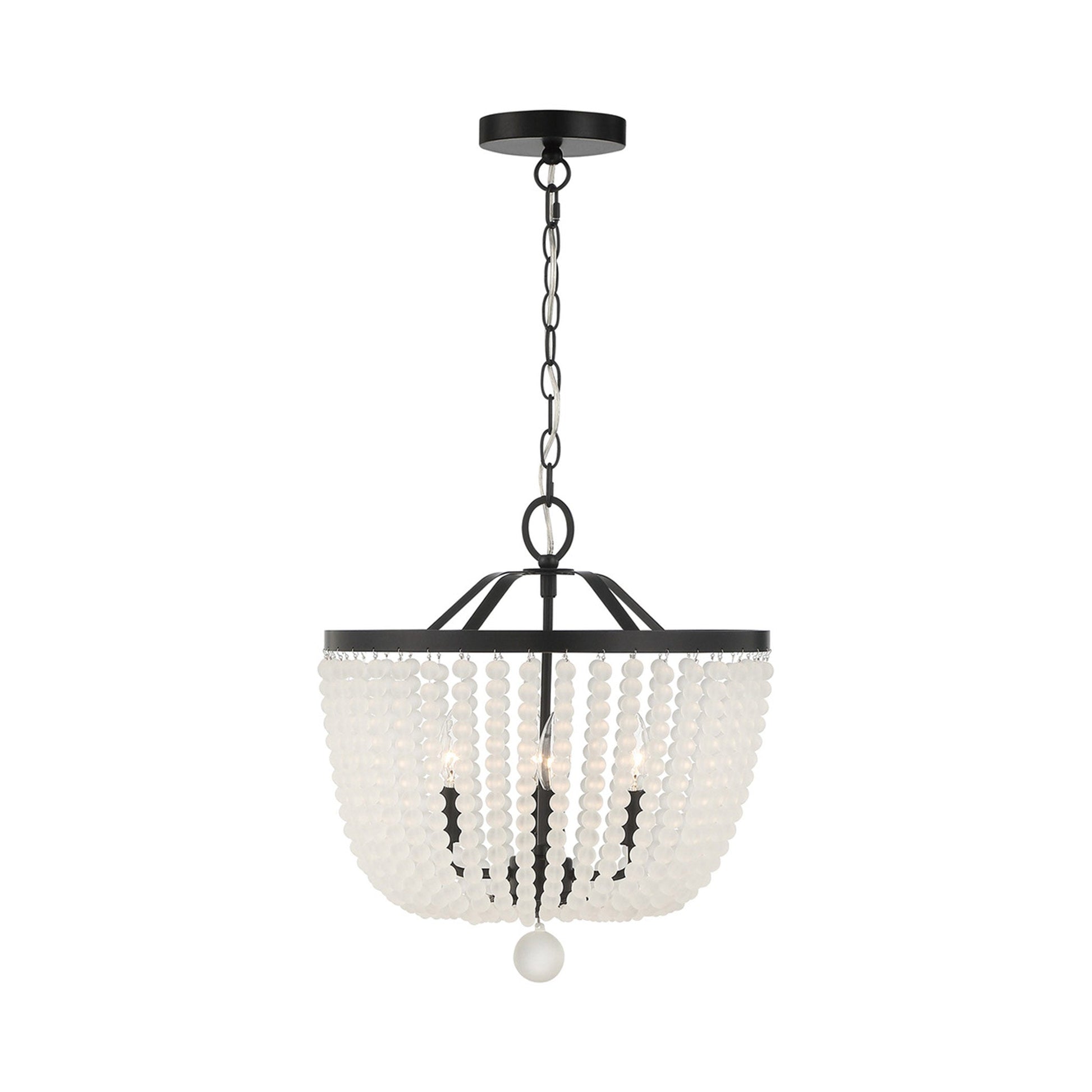 Rylee Mini Chandelier in Matte Black (Frosted Glass Beads).