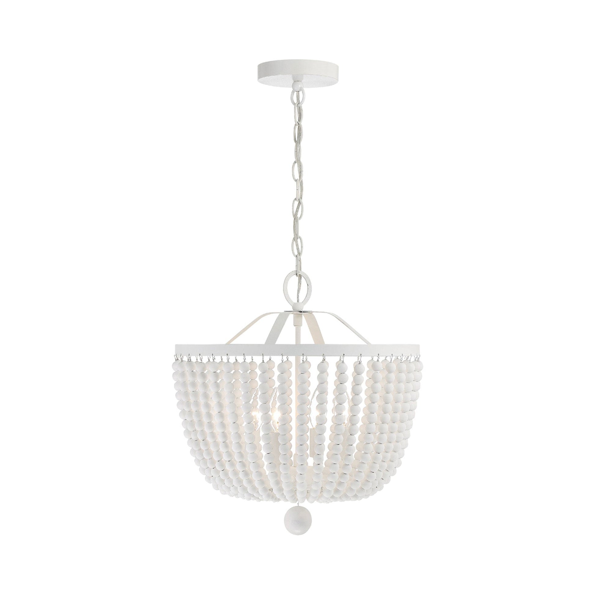 Rylee Mini Chandelier in Matte White (White Wood Beads).
