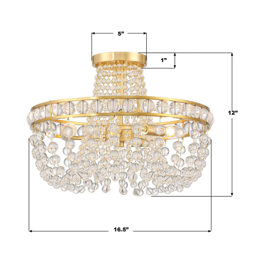 Seville Semi Flush Mount Ceiling Light - line drawing.