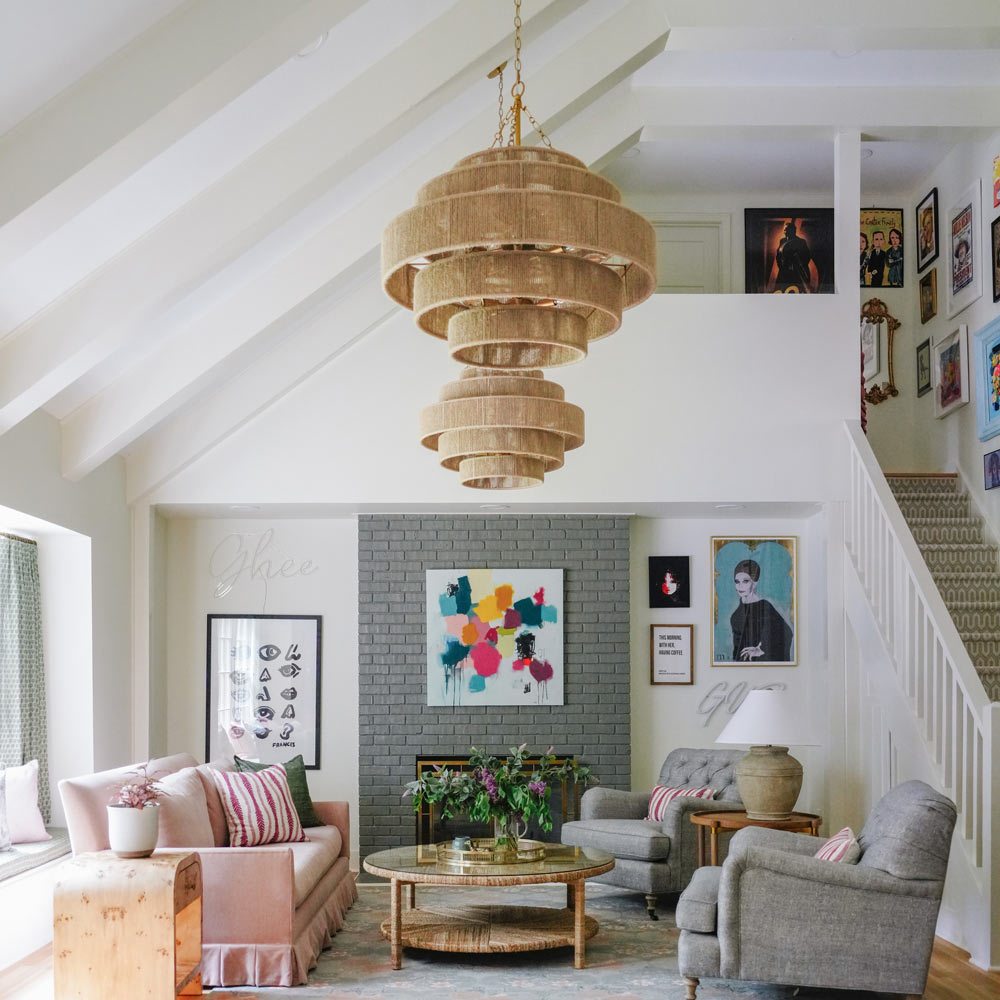 Shyla Chandelier in living room.