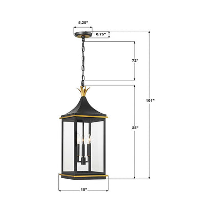 Simpson Outdoor Pendant Light - line drawing.