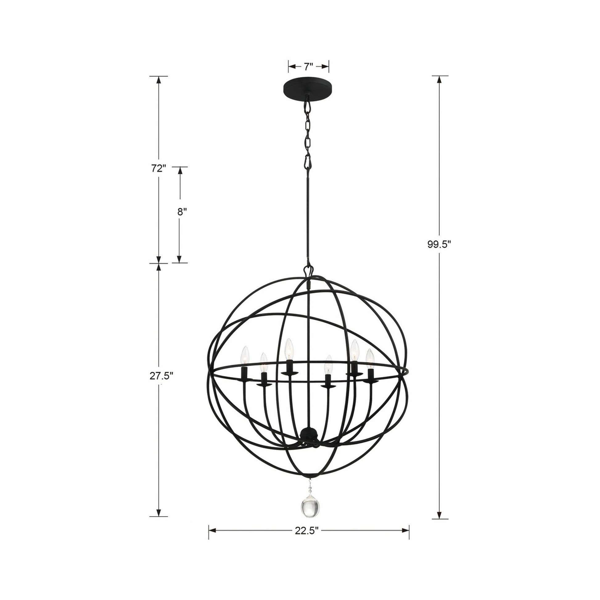 Solaris Chandelier - line drawing.