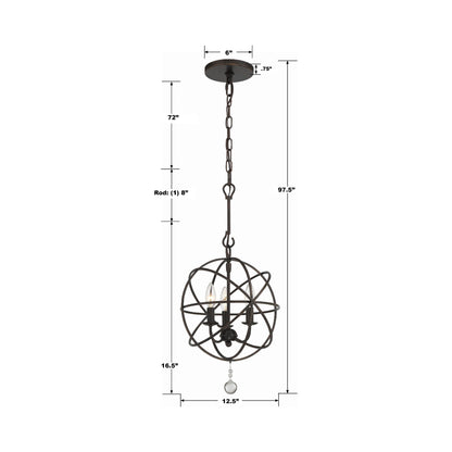 Solaris Mini Chandelier - line drawing.