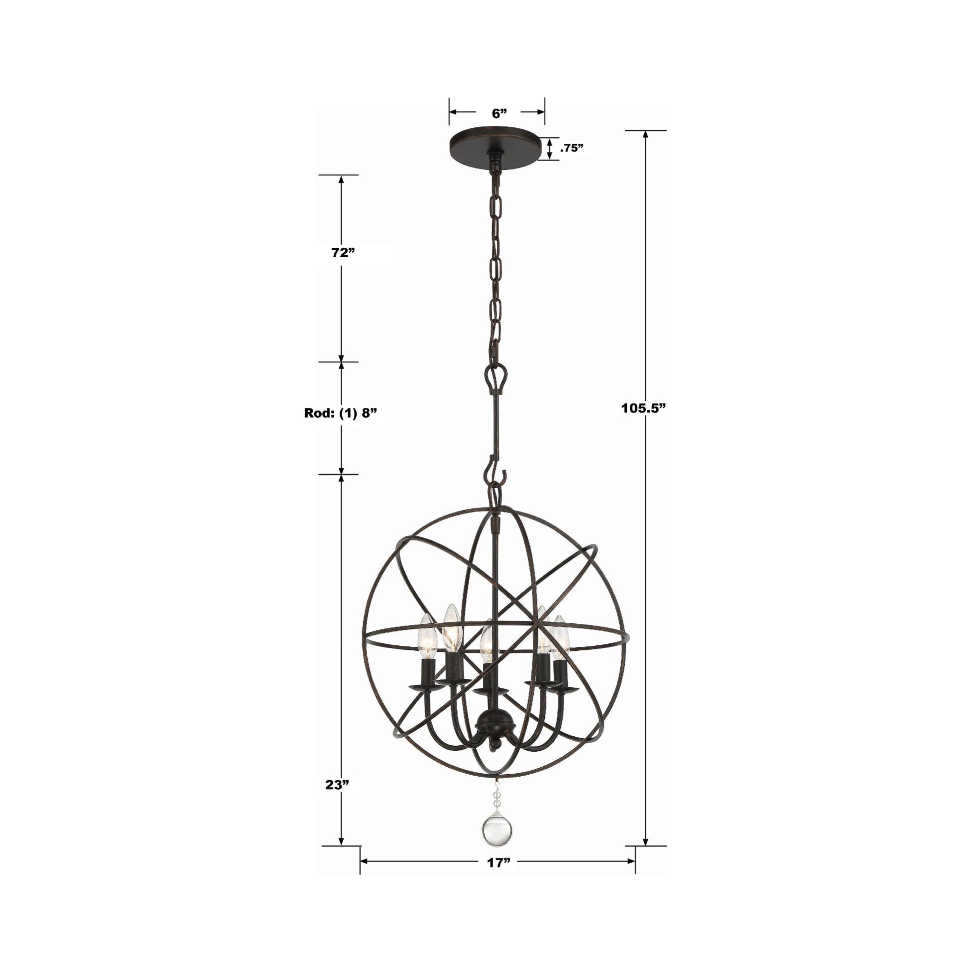 Solaris Mini Chandelier - line drawing.