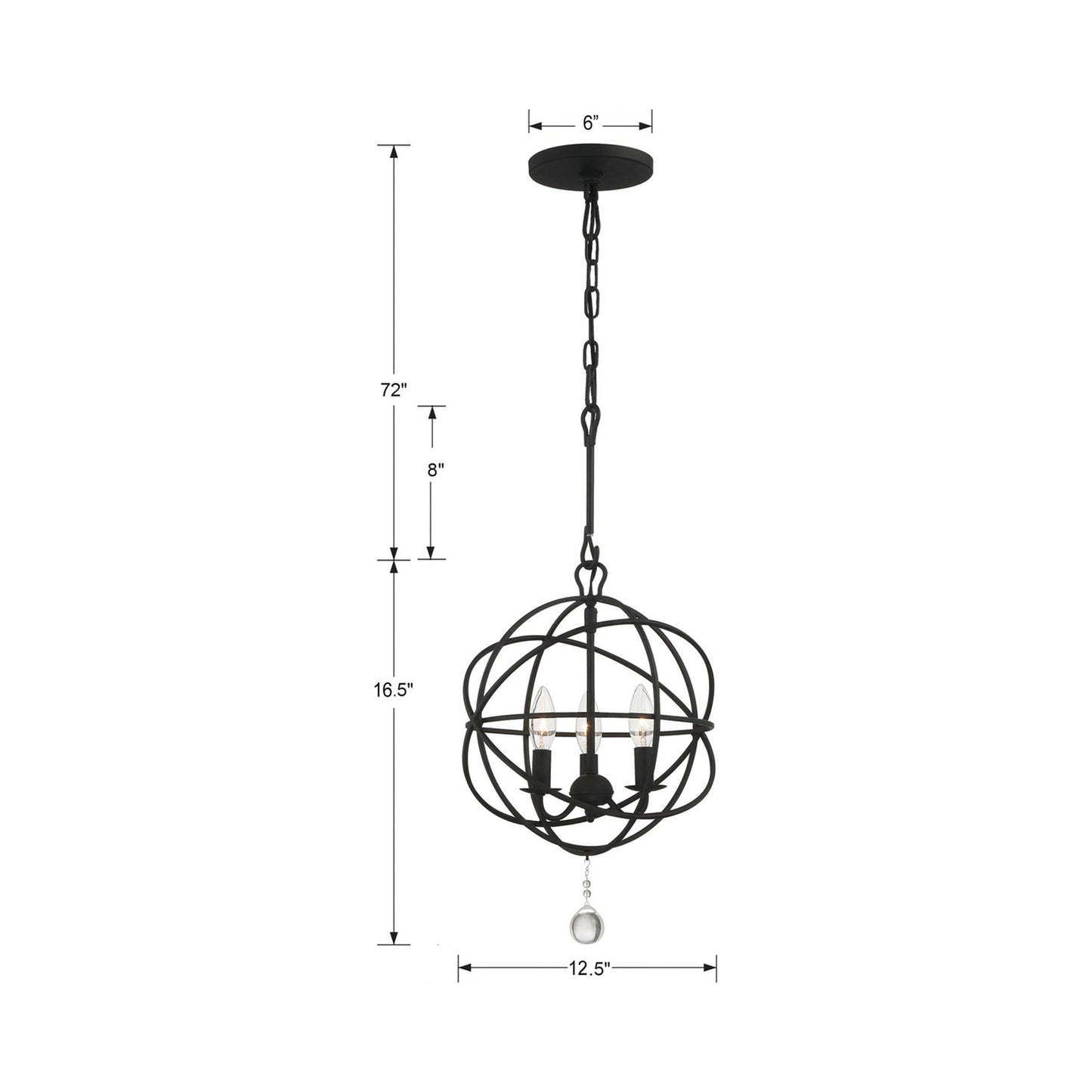 Solaris Mini Chandelier - line drawing.