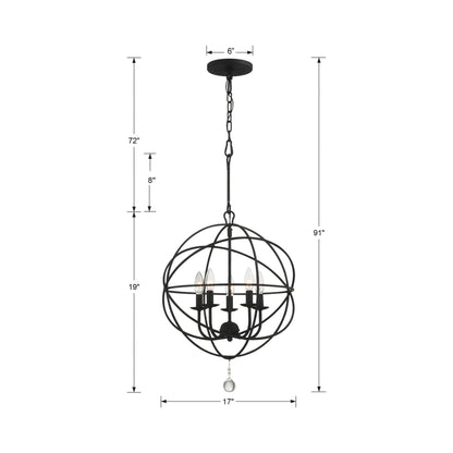 Solaris Mini Chandelier - line drawing.