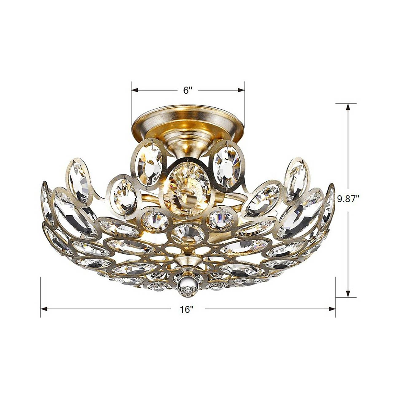 Sterling Semi Flush Mount Ceiling Light - line drawing.