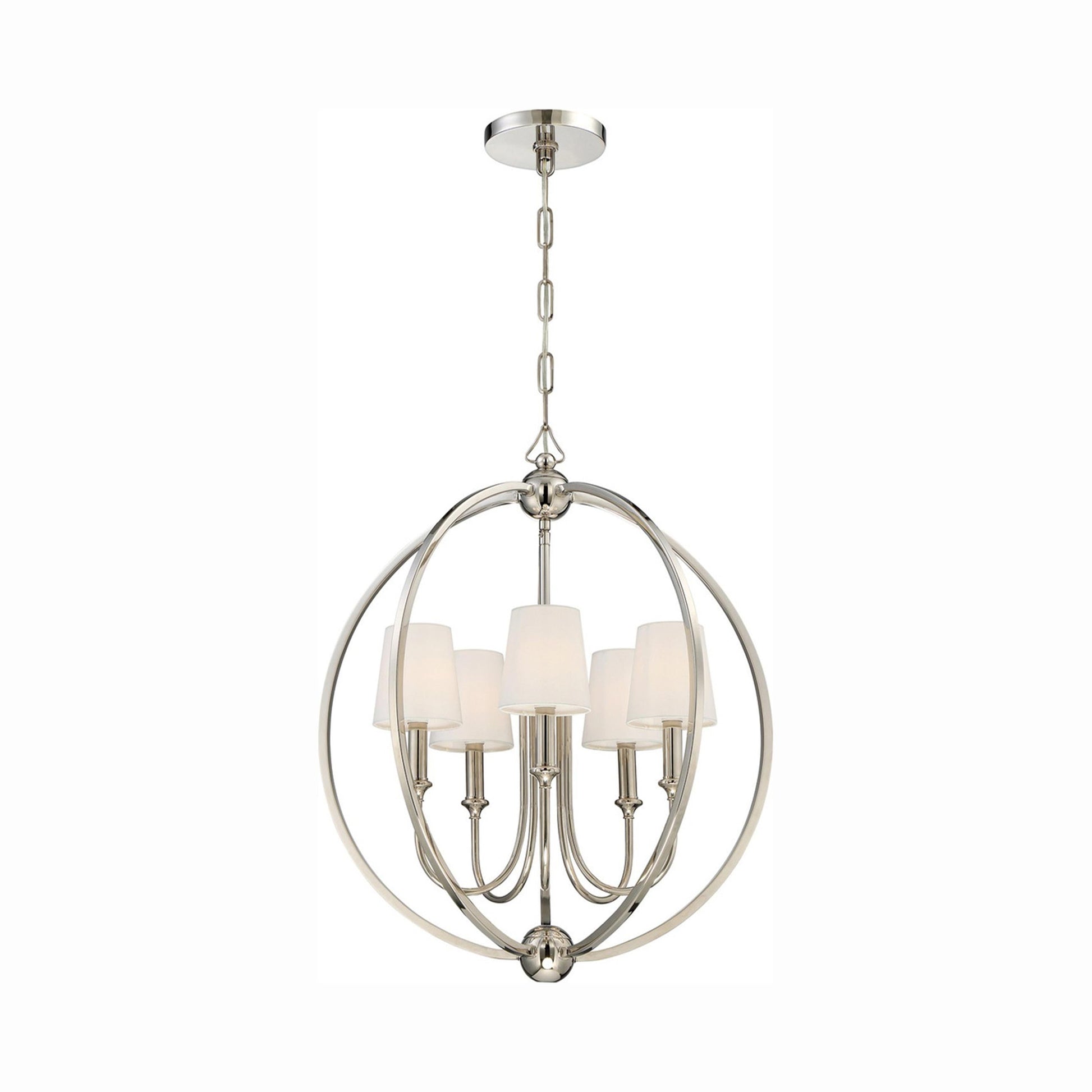 Sylvan Round Chandelier in Polished Nickel (5-Light).