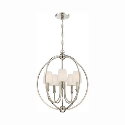 Sylvan Round Chandelier in Polished Nickel (5-Light).