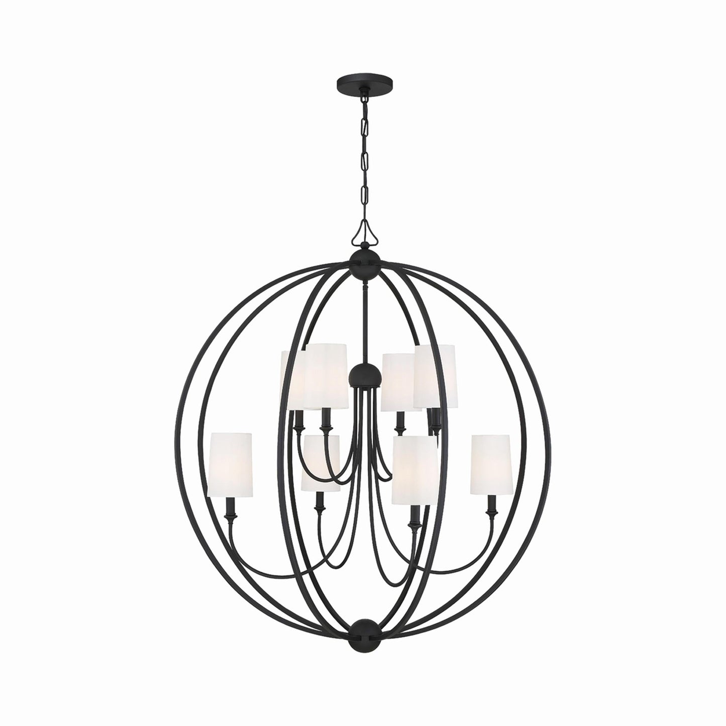 Sylvan Round Chandelier in Black Forged (8-Light).