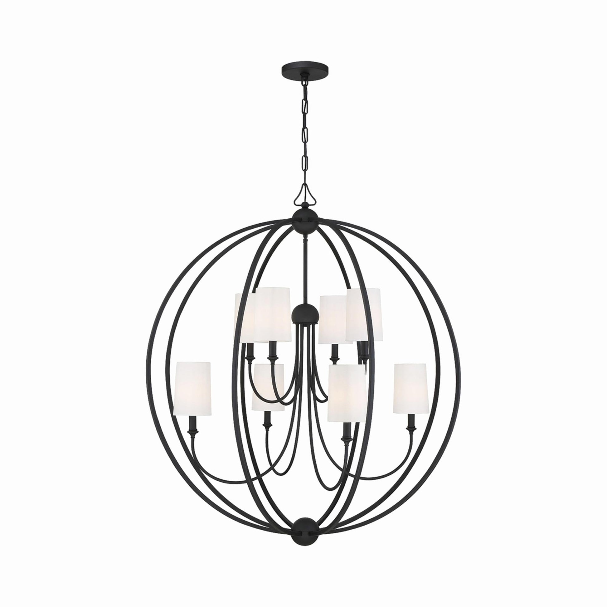 Sylvan Round Chandelier in Black Forged (8-Light).