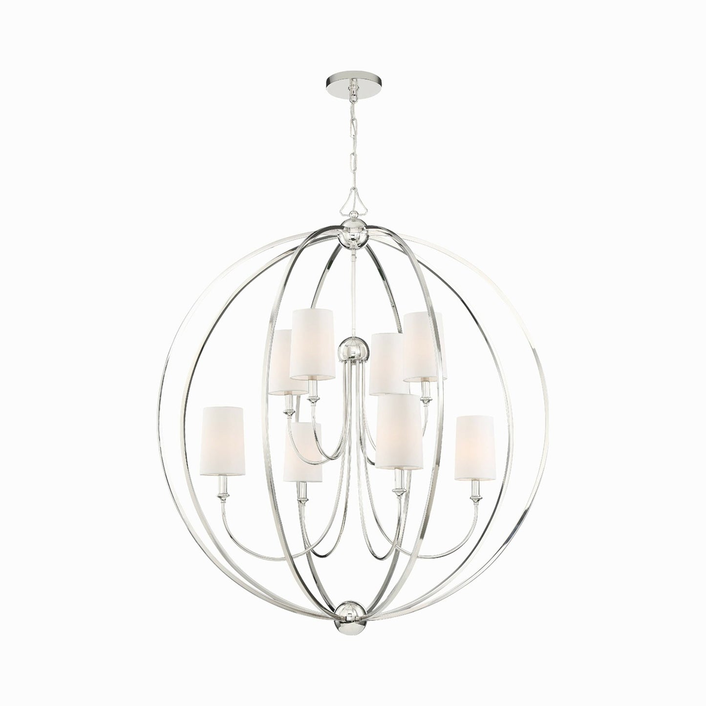 Sylvan Round Chandelier in Polished Nickel (8-Light).