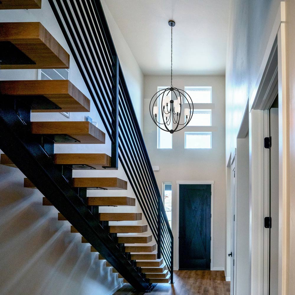 Sylvan Round Chandelier in hallway.