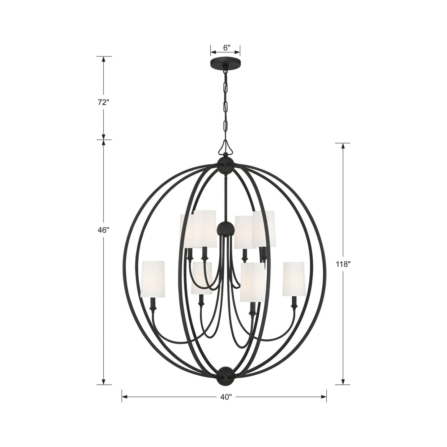 Sylvan Round Chandelier - line drawing.