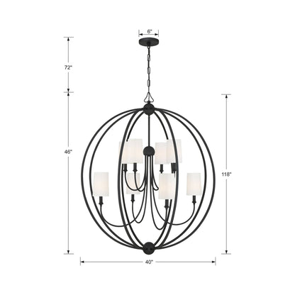 Sylvan Round Chandelier - line drawing.