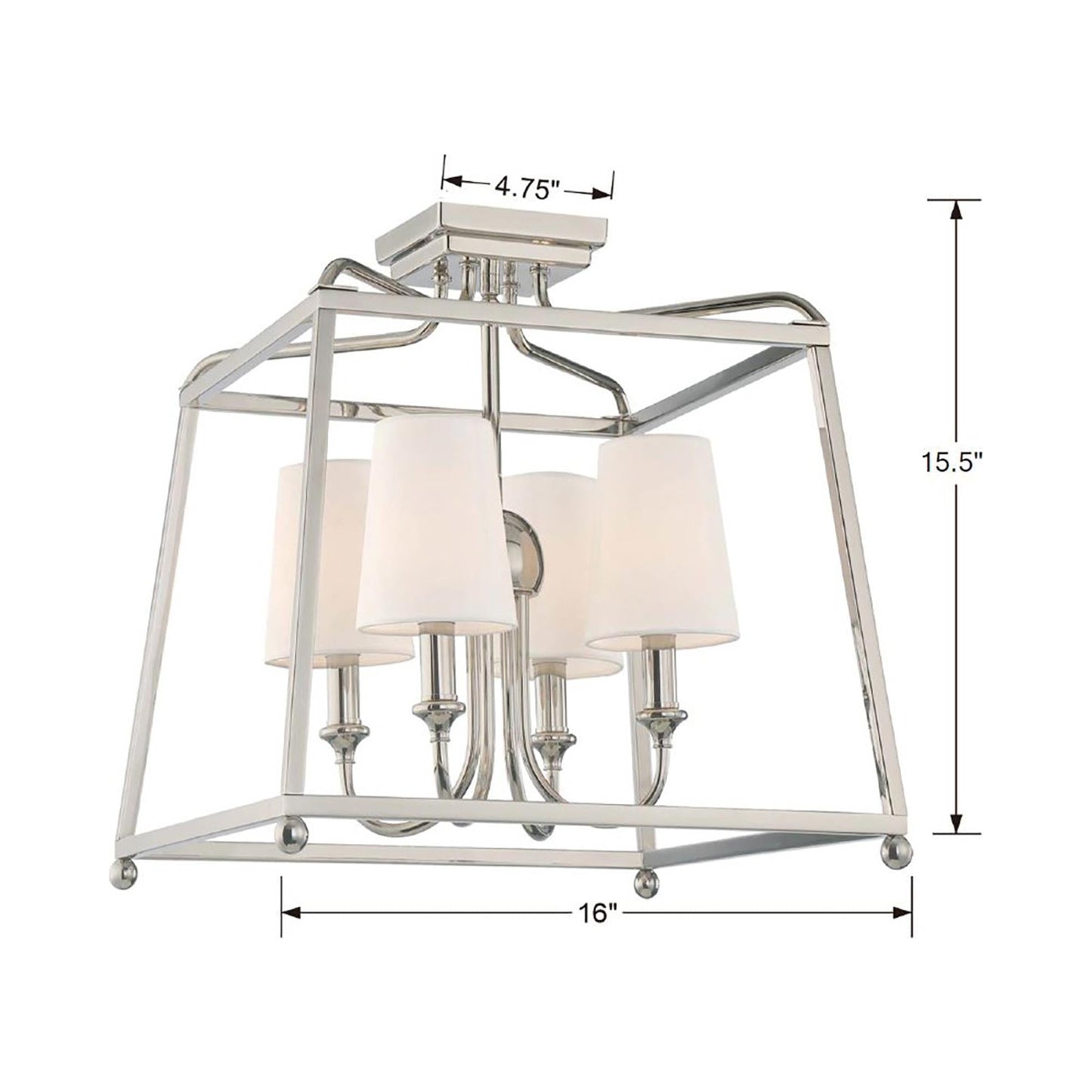 Sylvan Semi Flush Mount Ceiling Light - line drawing.
